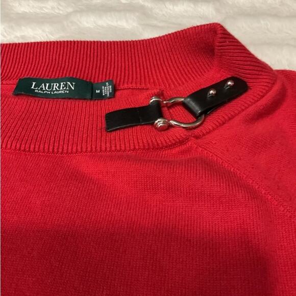 Lauren Ralph Lauren Classic Women’s Red Crew Neck Sweater Size Medium - Picture 5 of 6